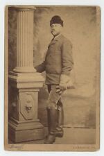 Antique c1880s Cabinet Card Handsome Man With Beard Winter Suit & Hat Lebanon PA picture