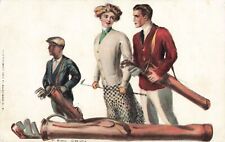 GOLF FOREPLAY LOVERS CARD 1907 Talented Artist Signed Illustrator F Earl Christy picture