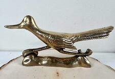 Vintage Mid Century MCM Solid Brass Road Runner Bird Figure Sculpture 8” picture