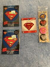 JUSTICE LEAGUE DC SUPERMAN LOGO PIN BROOCH, BUTTONS, PATCHES LOT  **NEW** picture