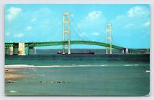 Mackinac Suspension Bridge, Michigan, Vintage Postcard c1960s  p4 picture