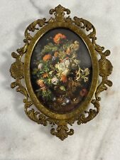 Brass Ornate Vintage Baroque Frame Floral Oval MADE W. Germany picture