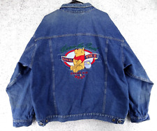VTG 90s Disney Store Winnie The Pooh Loyal True Jean Denim Jacket Adult Size 2XL picture