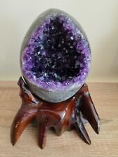1.8kg  Uruguay Purple Amethyst Crystal Geode Mineral Specim W11cm H15+stand 21cm picture