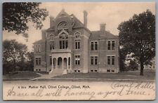 Olivet MI Olivet College Mather Hall UDB Postcard 1908 Postal Cancel Flint MI picture