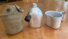 Vintage WW2 1945 US Army Aluminum Canteen 1942 OD Green Canvas Cover *NICE* WWII picture