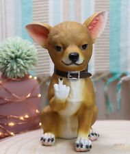 Ebros Feisty Taco Rude Chihuahua Puppy Dog Flipping The Bird Figurine Greeter picture
