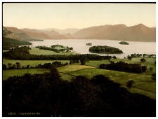 England. Lake District. Derwentwater from Castle Hill.  Vintage Photochrome by picture