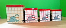 CATS METAL SQUARE CANISTERS SET OF 4/VINTAGE picture