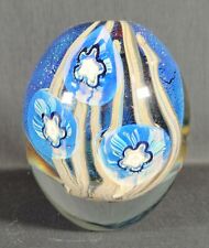 2002 Robert Eickholt Glass Paperweight Vase in Irridescent Blue Cased Glass picture
