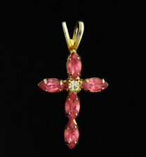 Pink Rhinestone Cross Religious Holy Catholic Petite Cross Small Size picture