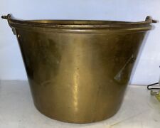 Antique Brass Kettle Bucket Waterbury Connecticut Rat-Tail Nice Patch Job picture
