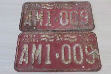 Vintage 1976-77 Missouri Show Me State License Plate Matching Set Pair AM1-009 picture