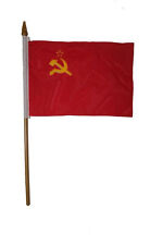 OLD USSR COUNTRY SMALL 4 X 6  MINI STICK FLAG WITH 10