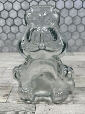 🐱Vintage 1978 Anchor Hocking Clear Glass Garfield Cat Penny Coin Piggy Bank picture