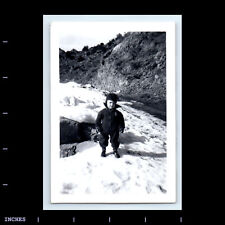 Vintage Photo BOY IN SNOW WINTER SCENE picture