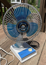 Vintage EDISON Deluxe Blue Blade Oscillating Fan 10