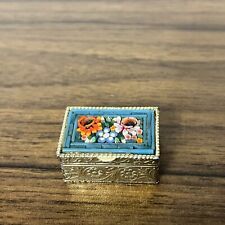 Vintage Italian Micro Mosaic Hinged Pill Box Trinket Made In Italy picture