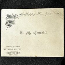 1883 Willard & Weeks Dry Good Trade Card L M Churchill Gen Salesman Oskaloosa IA picture