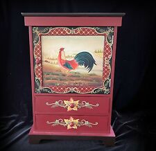 Wooden Country Rooster Storage Cabinet w Drawers Farmhouse Kitchen Signature picture
