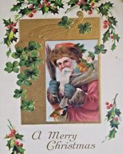 Santa Claus Christmas Postcard Kris Kringle Holding Switches Jester Toy 1909 picture