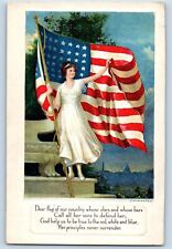 Pretty Woman Postcard With US Flag Embossed c1910's Unposted Antique picture
