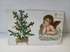 Postcard Greetings Christmas Angel Starring At Tree 101815 picture