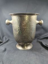 Vintage Hammered Dimple Hobnail Silver Metal Ice Bucket Tarnished Aged Unique  picture