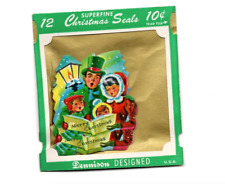 Dennison Christmas Seals Vintage XMAS Package 1940's Unopened Scrooge Caroling picture