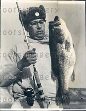 1964 Wire Photo 7 lb 6 oz Bass Caught Will County Illinois Gravel Pit picture
