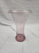 Vintage MCM 1950s Handblown Rolled Edge Glass Vase Amethyst Pontil 9.75