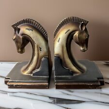 1930's Art Deco Ray Dodge Bronze Trojan Horse Bookends- Set of 2 picture