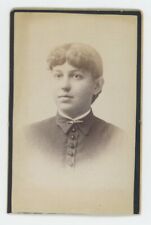 Antique CDV Circa 1870s Beautiful Young Woman in Button Dress Lloyd Troy, NY picture