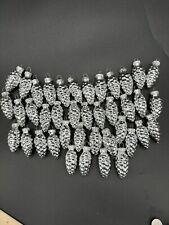 Large Lot Of 40 Mercury Glass Silver Pinecone 2.5 Inch Ornaments picture
