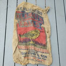 Rare Vintage Burlap Potato Sack Bag Oregon Klamath Falls 100 LB picture