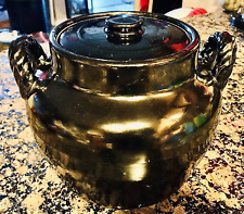 Rare Beauty Black Iron Glazed Stone Vintage Urn Pottery Crocker Pot Magical Brew picture