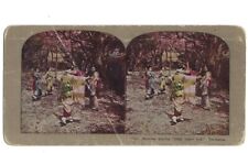 c1880s Japanese Playing “Blind Man’s Buff” Yokohama Japan Stereoview Card picture