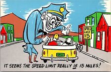 Postcard Artist Frye It seems the speed limit really IS 15 miles comic postcard picture