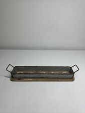 VINTAGE RECTANGULAR ALUMINUM WOODEN CANDLES TRAY 2 HANDLES picture