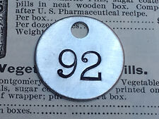 Number 92 Tag Aluminum Metal Numbered Keychain Stamped Token Fob Mining Check picture