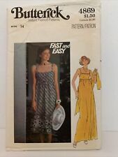 BUTTERICK 4869 Sewing Pattern Dress & Stole Vtg 70’s Cut & Complete Sz 14 picture