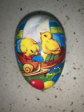Vth Antique Paper Easter Egg With Chicks In A Boat. Made In Germany picture