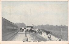 SOUND VIEW, LYME, CT ~ NY, NH & H RAILROAD DEPOT, TRAIN, AUBURN PUB ~ used 1921 picture