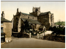 England. Cartmel Church.  Vintage photochrome by P.Z, photochrome Zurich photo picture