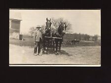 Antique RPPC Real Photo Postcard Fulton NY Farmer with Horses 1914 ID'd Family picture