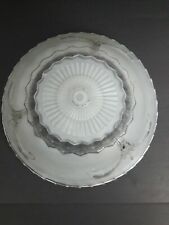 Vintage 1940s Frosted Glass Light Ceiling Hanging 3 Chain Shade Art Deco  picture