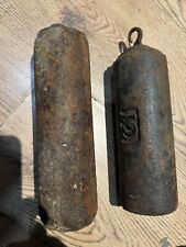 Two Original Antique Iron 12lb Longcase Clock Weights picture