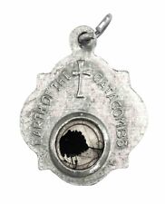 VINTAGE ITALY Silver OUR BLESSED MOTHER MEDAL~EARTH of the CATACOMBS RELIC picture