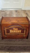 The Bakery Bread Box Country Farmhouse Keeper Kitchen Handmade Stained Wood Vtg picture