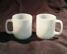 Pair Glasbake White Stacking Coffee Tea Cups Mugs Collectible  Vintage USA picture
